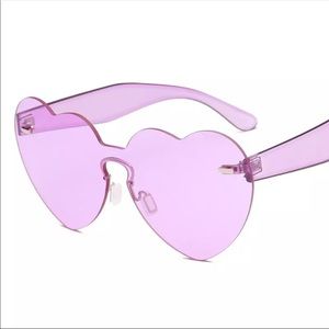 Purple Rimless Heart Shaped Sunglasses